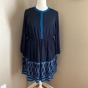 Lane Bryant woman’s Black & Blue multi Print Pockets lined Dress plus size 18